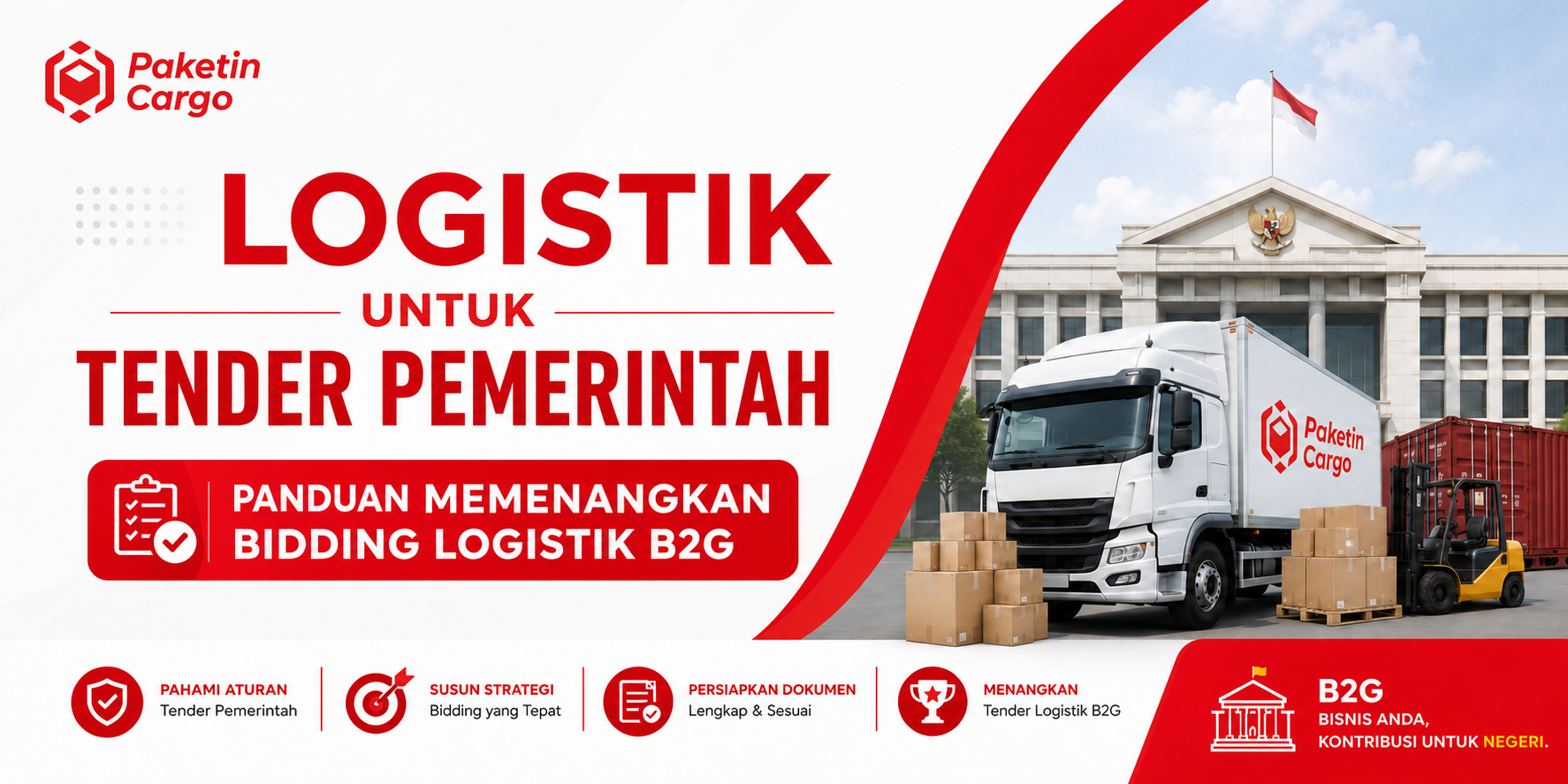 Aktivitas distribusi logistik proyek pemerintah menggunakan armada cargo untuk kebutuhan tender dan pengiriman antar wilayah Indonesia.